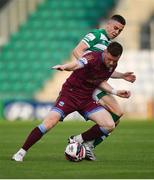 23 July 2021; Mikie Rowe of Galway United and Gary O'Neill of Shamrock Rovers during the FAI Cup first round match between Shamrock Rovers and Galway United at Tallaght Stadium in Dublin. Photo by Ben McShane/Sportsfile