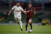 29 July 2021; Anto Breslin of Bohemians and Samir Hadji of F91 Dudelange during the UEFA Europa Conference League second qualifying round second leg match between Bohemians and F91 Dudelange at the Aviva Stadium in Dublin. Photo by Ben McShane/Sportsfile