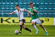 29 July 2021; Darragh Leahy of Dundalk in action against Frank Liivak of Levadia during the UEFA Europa Conference League second qualifying round second leg match between Levadia and Dundalk at Lillekula Stadium in Tallinn, Estonia. Photo by Joosep Martinson/Sportsfile