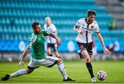29 July 2021; Sam Stanton of Dundalk in action against Maximiliano Uggè of Levadia during the UEFA Europa Conference League second qualifying round second leg match between Levadia and Dundalk at Lillekula Stadium in Tallinn, Estonia. Photo by Joosep Martinson/Sportsfile