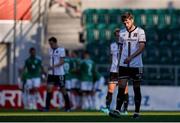 29 July 2021; William Patching of Dundalk after his side concedes the first goal of the game during the UEFA Europa Conference League second qualifying round second leg match between Levadia and Dundalk at Lillekula Stadium in Tallinn, Estonia. Photo by Joosep Martinson/Sportsfile