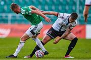 29 July 2021; Patrick McEleney of Dundalk in action against Marko Putincanin of Levadia during the UEFA Europa Conference League second qualifying round second leg match between Levadia and Dundalk at Lillekula Stadium in Tallinn, Estonia. Photo by Joosep Martinson/Sportsfile