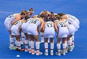 30 July 2021; The Germany team huddle before the women's pool A group stage match between South Africa and Germany at the Oi Hockey Stadium during the 2020 Tokyo Summer Olympic Games in Tokyo, Japan. Photo by Ramsey Cardy/Sportsfile