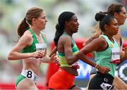 30 July 2021; Siofra Cleirigh Buttner of Ireland, left, in action during the heats of the women's 800 metres at the Olympic Stadium during the 2020 Tokyo Summer Olympic Games in Tokyo, Japan. Photo by Brendan Moran/Sportsfile