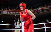 30 July 2021; Kellie Harrington of Ireland after defeating Rebecca Nicoli of Italy during their women's lightweight round of 16 bout at the Kokugikan Arena during the 2020 Tokyo Summer Olympic Games in Tokyo, Japan. Photo by Stephen McCarthy/Sportsfile
