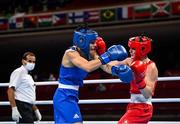 30 July 2021; Kellie Harrington of Ireland, right, and Rebecca Nicoli of Italy during their women's lightweight round of 16 bout at the Kokugikan Arena during the 2020 Tokyo Summer Olympic Games in Tokyo, Japan. Photo by Stephen McCarthy/Sportsfile