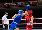 30 July 2021; Kellie Harrington of Ireland, right, and Rebecca Nicoli of Italy during their women's lightweight round of 16 bout at the Kokugikan Arena during the 2020 Tokyo Summer Olympic Games in Tokyo, Japan. Photo by Stephen McCarthy/Sportsfile