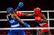 30 July 2021; Rashida Ellis of United States, right, and Caroline Dubois of Great Britain during their women's lightweight round of 16 bout at the Kokugikan Arena during the 2020 Tokyo Summer Olympic Games in Tokyo, Japan. Photo by Stephen McCarthy/Sportsfile
