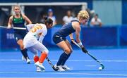 30 July 2021; Nicci Daly of Ireland in action against Nisha of India during the women's pool A group stage match between Ireland and India at the Oi Hockey Stadium during the 2020 Tokyo Summer Olympic Games in Tokyo, Japan. Photo by Ramsey Cardy/Sportsfile