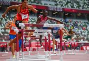 30 July 2021; Rai Benjamin of USA in action during the heats of the men's 400 metres hurdles at the Olympic Stadium during the 2020 Tokyo Summer Olympic Games in Tokyo, Japan. Photo by Brendan Moran/Sportsfile