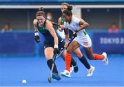 30 July 2021; Roisin Upton of Ireland in action against Salima Tete of India during the women's pool A group stage match between Ireland and India at the Oi Hockey Stadium during the 2020 Tokyo Summer Olympic Games in Tokyo, Japan. Photo by Ramsey Cardy/Sportsfile