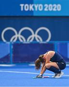 30 July 2021; Deirdre Duke of Ireland reacts at the final whistle after her side's defeat during the women's pool A group stage match between Ireland and India at the Oi Hockey Stadium during the 2020 Tokyo Summer Olympic Games in Tokyo, Japan. Photo by Ramsey Cardy/Sportsfile