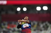 30 July 2021; Ahymara Espinoza of Venezuela in action during the women's shot put at the Olympic Stadium during the 2020 Tokyo Summer Olympic Games in Tokyo, Japan. Photo by Ramsey Cardy/Sportsfile