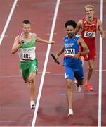 30 July 2021; Christopher O'Donnell of Ireland on his way to finishing second in his heat of the 4x400 metre mixed relay at the Olympic Stadium during the 2020 Tokyo Summer Olympic Games in Tokyo, Japan. Photo by Stephen McCarthy/Sportsfile