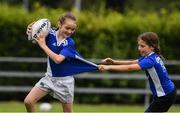 30 July 2021; Olivia Linnane, age 9, and Ella Vasselin, age 8, in action during the Bank of Ireland Leinster Rugby Summer Camp at Navan RFC in Navan, Meath. Photo by Matt Browne/Sportsfile