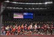 30 July 2021; A general view of runners during the men's 10000 metres final at the Olympic Stadium during the 2020 Tokyo Summer Olympic Games in Tokyo, Japan. Photo by Ramsey Cardy/Sportsfile