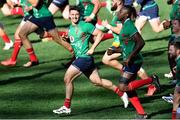 30 July 2021; Tom Curry, centre, and Maro Itoje of British and Irish Lions run with their team-mates during the British & Irish Lions Captain's Run at Cape Town Stadium in Cape Town, South Africa. Photo by Ashley Vlotman/Sportsfile