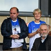 30 July 2021; Brendan and Esther Duffy, the parents of the late Brendan Óg O Dufaigh, captain of the Monaghan U20 football team who passed away recently, in attendance at the EirGrid Ulster GAA Football U20 Championship Final match between Down and Monaghan at Athletic Grounds in Armagh. Photo by Piaras Ó Mídheach/Sportsfile