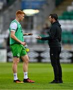 30 July 2021; Shamrock Rovers manager Stephen Bradley with Rory Gaffney before the SSE Airtricity League Premier Division match between Shamrock Rovers and St Patrick's Athletic at Tallaght Stadium in Dublin. Photo by Eóin Noonan/Sportsfile
