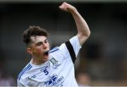 30 July 2021; Darragh McElearney of Monaghan celebrates scoring the first point of the match during the EirGrid Ulster GAA Football U20 Championship Final match between Down and Monaghan at Athletic Grounds in Armagh. Photo by Piaras Ó Mídheach/Sportsfile