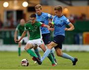 30 July 2021; Cian Coleman of Cork City in action against Jack Keaney of UCD during the SSE Airtricity League First Division match between Cork City and UCD at Turners Cross in Cork. Photo by Michael P Ryan/Sportsfile
