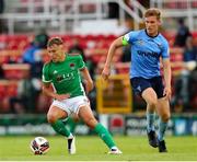 30 July 2021; Beineon O'Brien-Whitmarsh of Cork City in action against Jack Keaney of UCD during the SSE Airtricity League First Division match between Cork City and UCD at Turners Cross in Cork. Photo by Michael P Ryan/Sportsfile