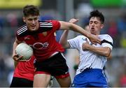 30 July 2021; Ruairí O'Hare of Down in action against Shane Slevin of Monaghan during the EirGrid Ulster GAA Football U20 Championship Final match between Down and Monaghan at Athletic Grounds in Armagh. Photo by Piaras Ó Mídheach/Sportsfile