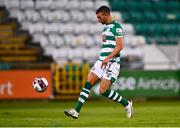 30 July 2021; Danny Mandroiu of Shamrock Rovers shoots to score his side's third goal during the SSE Airtricity League Premier Division match between Shamrock Rovers and St Patrick's Athletic at Tallaght Stadium in Dublin. Photo by Eóin Noonan/Sportsfile