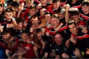 30 July 2021; Down players and backroom staff celebrate after the EirGrid Ulster GAA Football U20 Championship Final match between Down and Monaghan at Athletic Grounds in Armagh. Photo by Piaras Ó Mídheach/Sportsfile