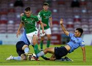 30 July 2021; Cian Coleman of Cork City in action against Evan Osam of UCD during the SSE Airtricity League First Division match between Cork City and UCD at Turners Cross in Cork. Photo by Michael P Ryan/Sportsfile