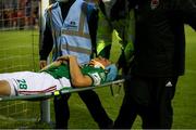 30 July 2021; Jonas Häkkinen of Cork City is stretchered off following an injury during the SSE Airtricity League First Division match between Cork City and UCD at Turners Cross in Cork. Photo by Michael P Ryan/Sportsfile