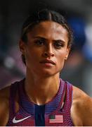31 July 2021; Sydney McLaughlin of USA after winning her heat of the women's 400 metres hurdles at the Olympic Stadium during the 2020 Tokyo Summer Olympic Games in Tokyo, Japan. Photo by Brendan Moran/Sportsfile