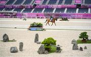 31 July 2021; Sarah Ennis of Ireland riding Woodcourt Garrison during eventing dressage team and individual day two at the Equestrian Park during the 2020 Tokyo Summer Olympic Games in Tokyo, Japan. Photo by Stephen McCarthy/Sportsfile