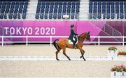 31 July 2021; Sarah Ennis of Ireland riding Woodcourt Garrison during eventing dressage team and individual day two at the Equestrian Park during the 2020 Tokyo Summer Olympic Games in Tokyo, Japan. Photo by Stephen McCarthy/Sportsfile