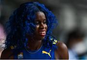 31 July 2021; Tia-Adana Belle of Barbados after her heat of the women's 400 metres hurdles on day eight at the Olympic Stadium during the 2020 Tokyo Summer Olympic Games in Tokyo, Japan. Photo by Brendan Moran/Sportsfile