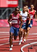 31 July 2021; Isaiah Jewett of USA leads the field during his heat of the men's 800 on day eight at the Olympic Stadium during the 2020 Tokyo Summer Olympic Games in Tokyo, Japan. Photo by Brendan Moran/Sportsfile Photo by Brendan Moran/Sportsfile
