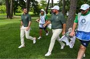 31 July 2021; Rory McIlroy, left, and Shane Lowry of Ireland walk to the third tee box during round 3 of the men's individual stroke play at the Kasumigaseki Country Club during the 2020 Tokyo Summer Olympic Games in Kawagoe, Saitama, Japan. Photo by Ramsey Cardy/Sportsfile