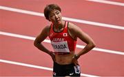 31 July 2021; Asuka Terada after her heat of the women's 100 metres hurdles on day eight at the Olympic Stadium during the 2020 Tokyo Summer Olympic Games in Tokyo, Japan. Photo by Brendan Moran/Sportsfile Photo by Brendan Moran/Sportsfile