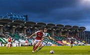 30 July 2021; Sam Bone of St Patrick's Athletic in action against Rory Gaffney of Shamrock Rovers during the SSE Airtricity League Premier Division match between Shamrock Rovers and St Patrick's Athletic at Tallaght Stadium in Dublin. Photo by Eóin Noonan/Sportsfile