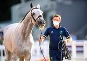 31 July 2021; Darragh Kenny and his horse Cartello during jumping 1st horse inspection at the Equestrian Park during the 2020 Tokyo Summer Olympic Games in Tokyo, Japan. Photo by Stephen McCarthy/Sportsfile