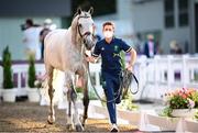 31 July 2021; Darragh Kenny and his horse Cartello during jumping 1st horse inspection at the Equestrian Park during the 2020 Tokyo Summer Olympic Games in Tokyo, Japan. Photo by Stephen McCarthy/Sportsfile