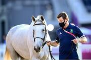 31 July 2021; Shane Sweetnam and his horse Alejandro during jumping 1st horse inspection at the Equestrian Park during the 2020 Tokyo Summer Olympic Games in Tokyo, Japan. Photo by Stephen McCarthy/Sportsfile
