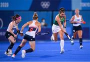 31 July 2021; Deirdre Duke of Ireland in action against Laura Unsworth, left, and Susannah Townsend of Great Britain during the women's pool A group stage match between Great Britain and Ireland at the Oi Hockey Stadium during the 2020 Tokyo Summer Olympic Games in Tokyo, Japan. Photo by Stephen McCarthy/Sportsfile