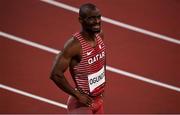 31 July 2021; Femi Ogunode of Qatar after his heat during round one of the men's 100 metres at the Olympic Stadium during the 2020 Tokyo Summer Olympic Games in Tokyo, Japan. Photo by Brendan Moran/Sportsfile