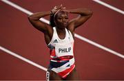 31 July 2021; Asha Philip of Great Britain after her semi-final of the women's 100 metres at the Olympic Stadium during the 2020 Tokyo Summer Olympic Games in Tokyo, Japan. Photo by Brendan Moran/Sportsfile