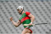 31 July 2021; Sean Regan of Mayo celebrates after scoring his side's first goal during the Nicky Rackard Cup Final match between Tyrone and Mayo at Croke Park in Dublin.  Photo by Harry Murphy/Sportsfile