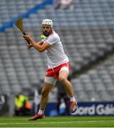31 July 2021; Damian Casey of Tyrone strikes a penalty, which was saved, during the Nicky Rackard Cup Final match between Tyrone and Mayo at Croke Park in Dublin.  Photo by Ray McManus/Sportsfile