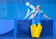 31 July 2021; Ireland goalkeeper Ayeisha McFerran after her side's defeat to Great Britain in their women's pool A group stage match at the Oi Hockey Stadium during the 2020 Tokyo Summer Olympic Games in Tokyo, Japan. Photo by Stephen McCarthy/Sportsfile