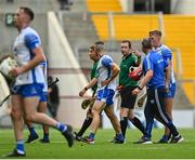 31 July 2021; Waterford manager Liam Cahill protests to referee Colm Lyons during the GAA Hurling All-Ireland Senior Championship Quarter-Final match between Tipperary and Waterford at Pairc Ui Chaoimh in Cork. Photo by Eóin Noonan/Sportsfile