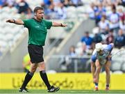 31 July 2021; Referee Colm Lyons awards a penalty to Waterford during the GAA Hurling All-Ireland Senior Championship Quarter-Final match between Tipperary and Waterford at Pairc Ui Chaoimh in Cork. Photo by Eóin Noonan/Sportsfile